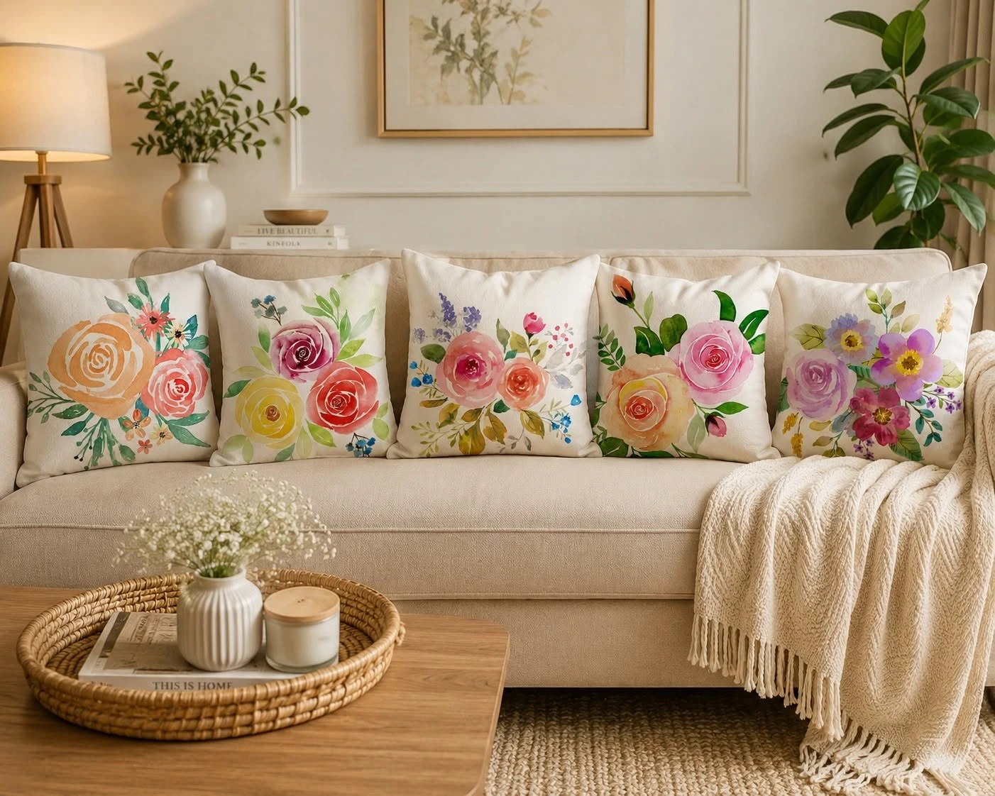 Floral cushion cover